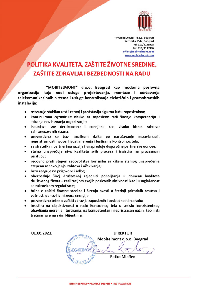 mobitelmont politika kvaliteta